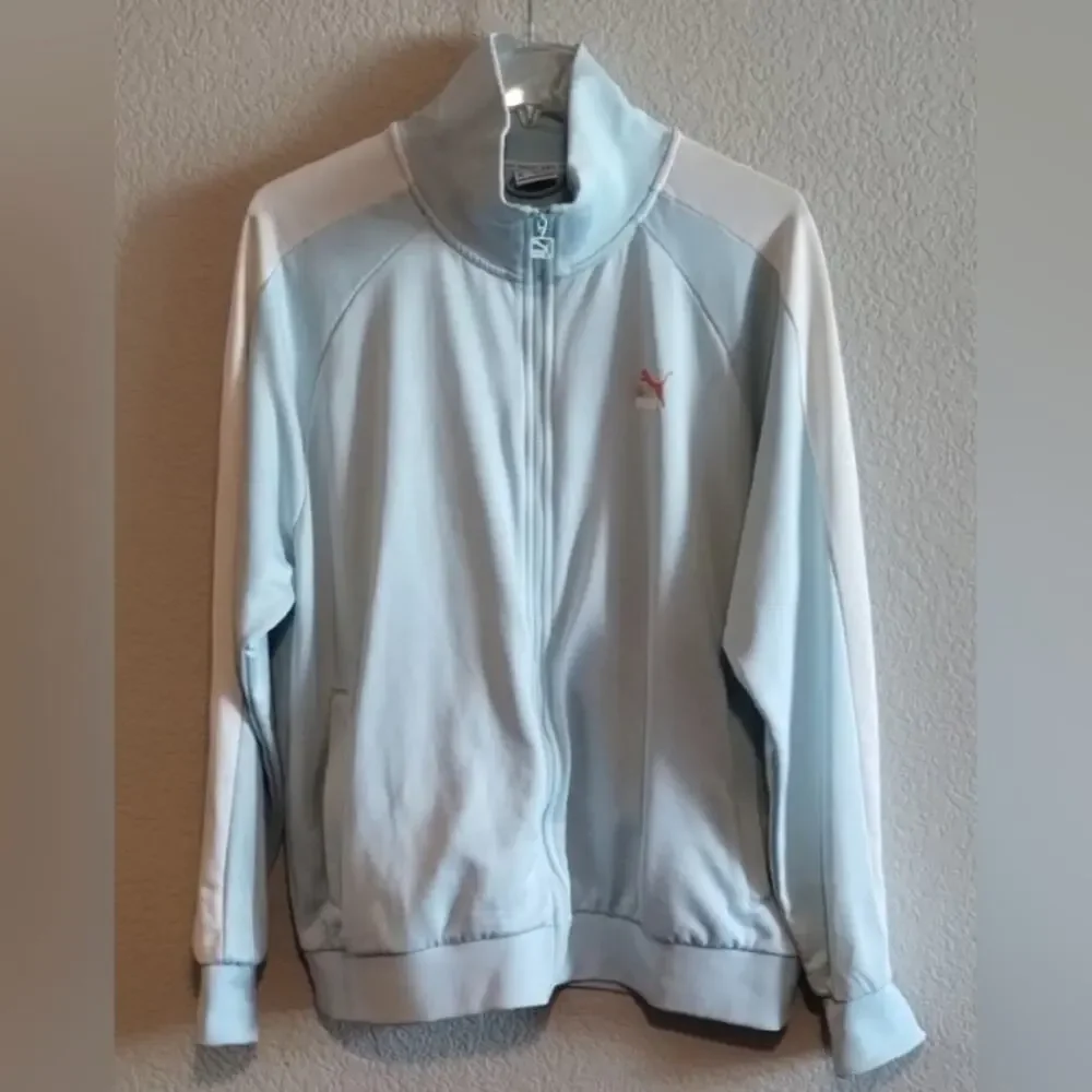 Puma Men's PUMA PPET7 Iconic (Icy) Blue & White Track Jacket  XXL Logo, Pockets